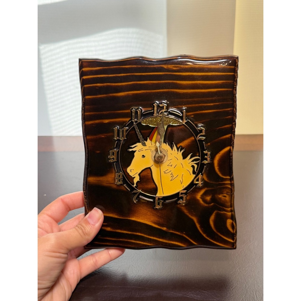 Vintage 1983 Ramar Industries Unicorn Wood Wall Clock Retro 80s Fantasy Decor - Picture 4 of 7